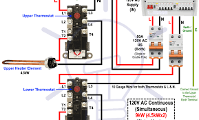 How To Wire 120v Simultaneous Water Heater Thermostat Water Heater Thermostat Electrical Circuit Diagram Water Heater