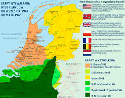 Mapa holandii, zestaw przydanych map holandii. Wyzwolenie Holandii