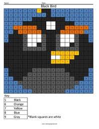 Black Bird Color By Number Coloring Squared Maths Colouring Sheets Multiplication And Division Math Coloring