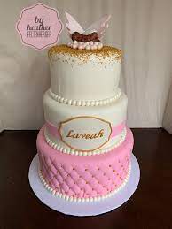 Angel Baby Shower 3 Tier Cake Pink And White Tiered Cakes Cake Custom Cakes