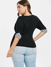 Plus Size Polka Dot Empire Waist T Shirt Tops In 2019