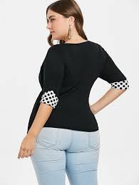 plus size polka dot empire waist t shirt tops in 2019