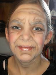 My 11 Year Old In Stage Make Up For Her Role As Granny In Little Red Riding Hood Old Age Makeup Old Lady Makeup Old Lady Costume
