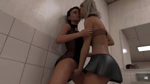 Lesbian Sex in Public Bathroom, Hotel (3D Hentai, Licking, Dildo, Fingering)  watch online