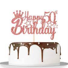 Birthday queen 50th birthday svg thisfeelssogood 5 out of 5 stars (910) $ 2.40. Rose Gold Glitter Happy 50th Birthday Cake Topper For Cheers To 50 Years Queen Men S Birthday 50 Years Blessed Anniversary Party Decorations Supplies High Grade Color Buy Online In Andorra At Andorra Desertcart Com
