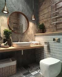 A minimalist bathroom done with earthy and sandy tiles, a wooden vanity with a square sink and a shower space a modern small bathroom with a penny tile floor, a wood clad bathtub, a rug, an artwork and gilded touches a monochromatic bathroom with a hex tile floor, subway tiles on the walls, a tub, candles and some cute decor Pin On Apartament Design