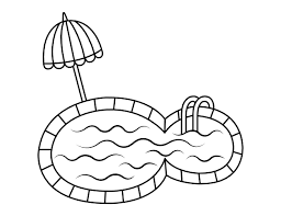 Two kittens are ready to swim. Printable Simple Swimming Pool Coloring Page