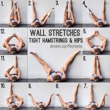 Wall Stretches For Tight Hamstrings And Hips Exercise Easy Yoga Poses Easy Yoga Workouts