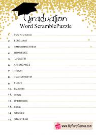 Your job is to unscramble the words, then unscramble the phrase. Free Printable Graduation Word Scramble Puzzle In 2021 Graduation Words Graduation Party Wording Graduation Games