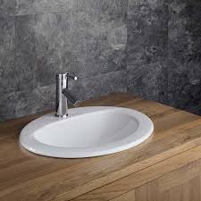 White Ceramic Self Rimming Oval Bathroom Basin 520mm X 430mm Vida