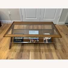 Mid century modern, scandanivian tapio wirkkala by asko coffee table. Mid Century Modern Wooden Coffee Table W Glass Top Aptdeco