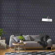 Prism Navy Gold Wallpaper In 2020 Gold Wallpaper For Walls Geometric Wallpaper Living Room Wallpaper Living Room