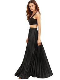 Pleated Flare Floor Length Skirt With Zipper Side Flare Maxi Skirt Floor Length Skirt Pleated Flare Skirt