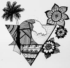 Surfers Life Crashing Wave Floral Mandala Palm Tree Tattoo Design Illustration Tree Tattoo Drawing Mandala Mandala Tattoo