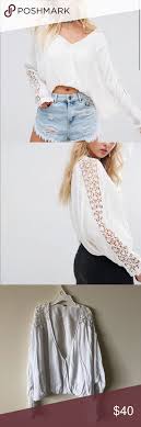Free People White Gauzy Runaway V Neck Blouse Clothes Design V Neck Blouse Fashion Design
