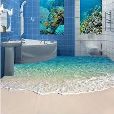 Moderne Peinture Sol Hd Bleu Recifs De La Mer Paysage Etanche Salle De Bains Cuisine Balcon Pvc Mur Papier Mural Auto A Peinture Sol Parement Mural Sols Peints