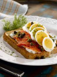 Don't like smoked fish or yolky eggs but this looks fantastic. Smoked Salmon Egg Toast American Egg Board