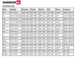 43 Expository Quiksilver Sizing Chart