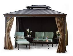 Maestrale Aluminum 10x14 Gazebo With Privacy Panels Mosquito Netting Gazebo Outdoor Pavilion Living Spaces