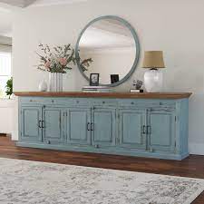 Sideboard buffet credenza fluted columns neoclassical dark wood french antiques antique furniture remodeling woods. Conway Blue Two Tone Solid Wood 4 Drawer Extra Long Sideboard Buffet In 2021 Dining Room Sideboard Dinning Room Buffet Dining Room Storage
