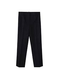 Pantalon Noir A Texture Chevrons Chinee Coupe Slim Boutons Pression Et Fermeture Eclair Cachee Sous Patte Deux Poches Sur Les Cotes Deux Poches Passepoilees