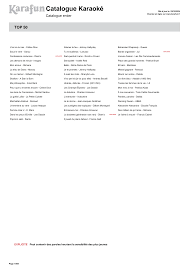 Catalogue Karaoké
