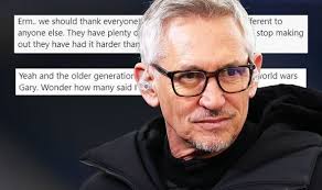 He told his 7.8 million followers: Gary Lineker Savaged As He Tells Over 50s To Thank Young For Giving Up Year Of Their Life Uk News Express Co Uk