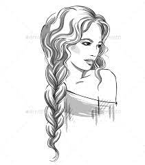 Sketch Of Girl With Braid Girl Sketch Fashion Illustration Sketches Face Braids Illustration
