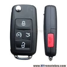 Flip Remote Key 4 Button With Panic 315mhz 561 837 202 A For Vw Car Key Nbg010206t Vw Key Remote Start Vw Passat