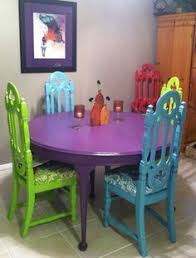 Reclaimed wood 6ft dining set. Mexican Multi Colored Dining Room Sets Recherche Google Funky Painted Furniture Refurbished Furniture Furniture
