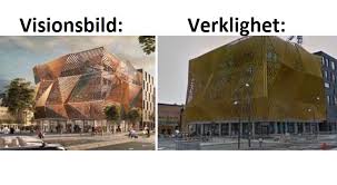 Broen har to forbindelsesramper og en forbindelsesbro til offentlige. Fake Views Kontrasten Mellan Visionsbilder Och Verklighet Arkitekturupproret