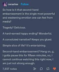 Jun 17, 2021 · mesa street an embarrassment. Second Hand Embarrassment Curatedtumblr