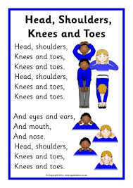 Head Shoulders Knees And Toes Song Sheet Sb10974 Sparklebox Kindergarten Songs Nursery Rhymes Lyrics Nursery Songs