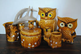 owl kitchen set 1960s 1970s ceramic