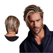 Amazon Com Swiking Men Wig Short Blonde Brown Layered Natural Synthetic Hair Full Wigs For Male Guy Daily Party Wear Beauty