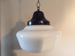 Antique Hanging School House Pendant Light 12 Shade 1920s Milk Glass Store Light Original Parts Glass Store Glass Light Fixture Bedroom Light Fixtures