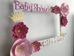 Baby Shower Photo Booth Frame Birthday Party Selfie Frame Paper Flowers Shower Party Decorations Birthday Floral Frame In 2021 Baby Shower Frame Baby Shower Pictures Baby Shower Princess