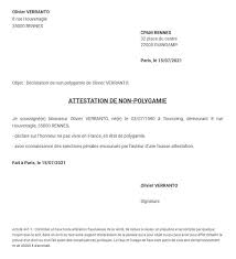 Modèle de lettre :attestation d'hébergement. Attestation Sur L Honneur De Non Polygamie Modele Pdf Et Word