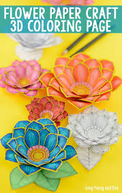 Flower coloring pages for kids. Paper Craft Flowers 3d Coloring Pages Easy Peasy And Fun