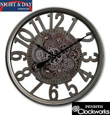 Industrial porthole wall clock £76.95. Wall Clock Industrial Extra Large 60 Cm Luxurious Exposed Rotary Gear Skeleton Night And Day Furniture