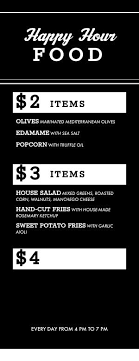 Half Page Menus For Restaurants In 2021 Happy Hour Food Menu Maker Roasted Corn