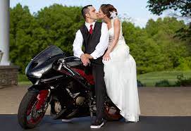 Bride And Groom On Motorcycle St Louis Wedding Photographers And Videographers Wedding Photos Bride And Groom Pictures Wedding Guest Dresses Long