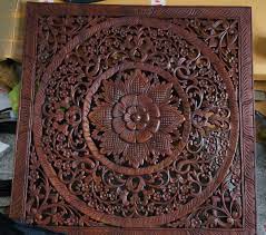 Traditional Thai Wood Carving Asian Wood Carved Panel 30 X 30 Inches Plaque Wall Hanging Wall Decor Thai Art Wood Headboard Wall Hanging Hanging Wall Decor