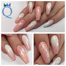 Coffinnails Ballerinashape Gelnails Nails White Yvesswiss Coral Glitter Nailcode Ombre Bal Weisse Nageldesigns Fruhlingsfarben Nagel Ombre Acrylnagel