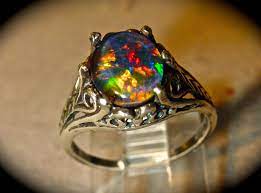 Black Opal Engagement Ring Vintage Style Choose Your Opal Type Australian Opal Triplet Pictured Or Solid White Or Black Opal Gold Silver Black Opal Engagement Ring Engagement Rings Opal Black Gold Ring