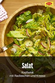 Kopfsalat Mit Radieschen Und Kresse Rezept In 2020 Kopfsalat Radieschen Fruhlingssalat