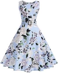New Eric Hug Dress Summer Floral Print Sleeveless Party Dresses Rockabilly Pin Dress Belt Online Shopping Cocktail Dress Lace Womens Cocktail Dresses Dresses