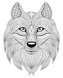 Tete De Loup Et Motifs Complexes Loups Coloriages Difficiles Pour Adultes