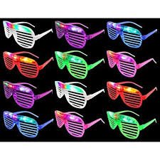 12 Flashing Led Multi Color Slotted Shutter Light Up Glasses Show Party Favor Walmart Com Walmart Com