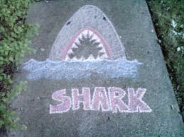 Chalk Drawing Shark Pen To Paper Pinterest Sidewalk Chalk Art Sidewalk Art Easy Chalk Drawings